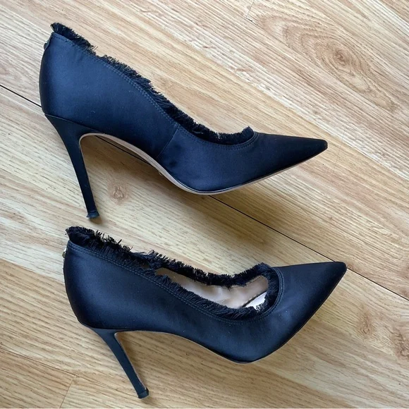 Sam Edelman Black Halan Frayed Pointed Toe Pump Size 6.5 - Picture 8 of 11